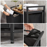 NNEDSZ Laundry Basket with Shelf and Pull-Out Bags Rustic Brown and Black BLH201B01V1