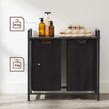 NNEDSZ Laundry Basket with Shelf and Pull-Out Bags Rustic Brown and Black BLH201B01V1
