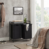 NNEDSZ Laundry Basket with Shelf and Pull-Out Bags Rustic Brown and Black BLH201B01V1