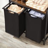 NNEDSZ Laundry Basket with Shelf and Pull-Out Bags Rustic Brown and Black BLH201B01V1