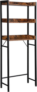 NNEDSZ 3-Tier Bathroom Storage Shelf Over Toilet Organizer Rustic Brown and Black