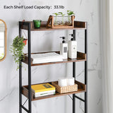 NNEDSZ 3-Tier Bathroom Storage Shelf Over Toilet Organizer Rustic Brown and Black