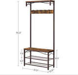 NNEDSZ ALINRU Coat Rack 3-in-1 Hall Tree Rustic Brown and Bronze
