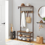 NNEDSZ ALINRU Coat Rack 3-in-1 Hall Tree Rustic Brown and Bronze