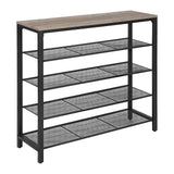 NNEDSZ INDESTIC Shoe Rack Organizer with 4 Mesh Shelves Industrial Greige and Black