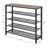 NNEDSZ INDESTIC Shoe Rack Organizer with 4 Mesh Shelves Industrial Greige and Black