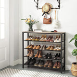 NNEDSZ INDESTIC Shoe Rack Organizer with 4 Mesh Shelves Industrial Greige and Black