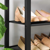 NNEDSZ INDESTIC Shoe Rack Organizer with 4 Mesh Shelves Industrial Greige and Black
