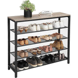 NNEDSZ INDESTIC Shoe Rack Organizer with 4 Mesh Shelves Industrial Greige and Black