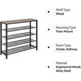 NNEDSZ INDESTIC Shoe Rack Organizer with 4 Mesh Shelves Industrial Greige and Black