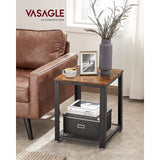 NNEDSZ Side Table with Mesh Shelf Rustic Brown and Black