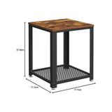 NNEDSZ Side Table with Mesh Shelf Rustic Brown and Black
