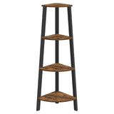 NNEDSZ Corner Shelf 4-Tier Industrial Storage Rack Rustic Brown and Black