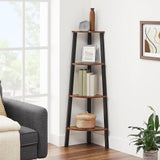 NNEDSZ Corner Shelf 4-Tier Industrial Storage Rack Rustic Brown and Black
