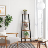NNEDSZ Corner Shelf 4-Tier Industrial Storage Rack Rustic Brown and Black