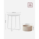 NNEDSZ Small Round Side End Table with Fabric Basket White and Beige