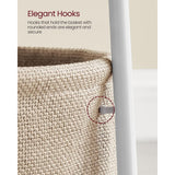 NNEDSZ Small Round Side End Table with Fabric Basket White and Beige