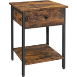 NNEDSZ End Table with Drawer and Shelf Rustic Brown and Black LET55BXV1