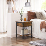 NNEDSZ End Table with Drawer and Shelf Rustic Brown and Black LET55BXV1