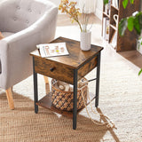 NNEDSZ End Table with Drawer and Shelf Rustic Brown and Black LET55BXV1
