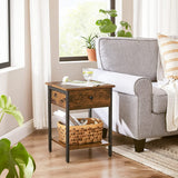 NNEDSZ End Table with Drawer and Shelf Rustic Brown and Black LET55BXV1