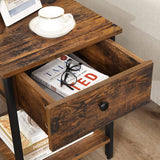 NNEDSZ End Table with Drawer and Shelf Rustic Brown and Black LET55BXV1
