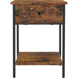 NNEDSZ End Table with Drawer and Shelf Rustic Brown and Black LET55BXV1