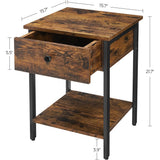 NNEDSZ End Table with Drawer and Shelf Rustic Brown and Black LET55BXV1
