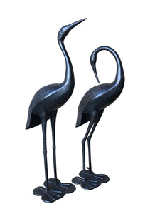 NNEDSZ 2 Piece Crane Couple Metal Statue Set
