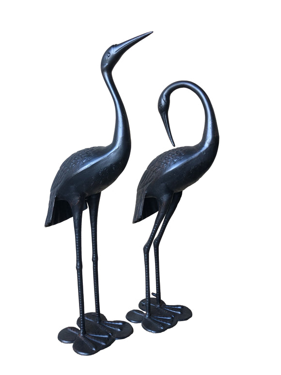 NNEDSZ 2 Piece Crane Couple Metal Statue Set