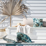 NNEDSZ Cushion Cover-With Piping-Palm Trees Lagoon-60cm x 60cm