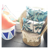 NNEDSZ Cushion Cover-With Piping-Palm Trees Lagoon-60cm x 60cm