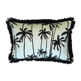 NNEDSZ Cushion Cover-Coastal Fringe Black-Tall Palms Seafoam-35cm x 50cm
