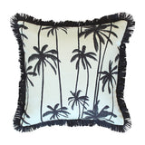 NNEDSZ Cushion Cover-Coastal Fringe Black-Tall Palms Seafoam-45cm x 45cm