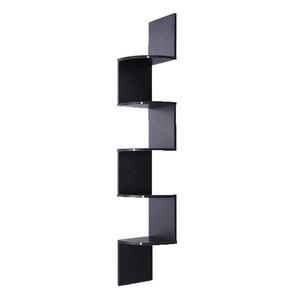 NNEDSZ Sarantino 5 Tier Corner Wall Shelf Display Shelves Dvd Book Storage Rack Floating Mounted - Black