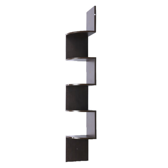 NNEDSZ Sarantino 5 Tier Corner Wall Shelf Display Shelves Dvd Book Storage Rack Floating Mounted - Dark Brown