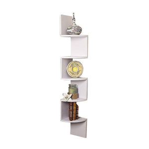 NNEDSZ Sarantino 5 Tier Corner Wall Shelf Display Shelves Dvd Book Storag Rack Floating Mounted - White
