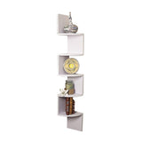 NNEDSZ Sarantino 5 Tier Corner Wall Shelf Display Shelves Dvd Book Storag Rack Floating Mounted - White