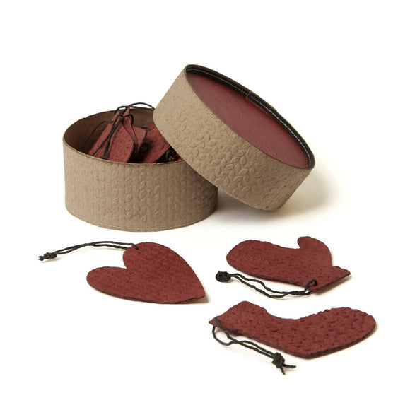 NNEDSZ Tree Stripes Set of 12 Handmade Festive Christmas Ornaments in Dubai Red