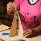 NNEDSZ Tree Stripes Trio of Hand Crafted Zero Waste Paper Christmas trees