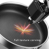 NNEDSZ 304 Stainless Steel Frying Pan Non-Stick Cooking Frypan Cookware 28cm Honeycomb Double Sided without lid