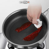 NNEDSZ Stainless Steel Frying Pan Non-Stick Cooking Frypan Cookware 28cm Honeycomb Double Sided