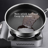 NNEDSZ 304 Stainless Steel Frying Pan Non-Stick Cooking Frypan Cookware 28cm Honeycomb Single Sided without lid