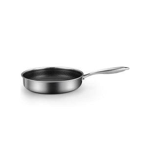NNEDSZ 304 Stainless Steel Frying Pan Non-Stick Cooking Frypan Cookware 28cm Honeycomb Single Sided without lid