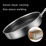 NNEDSZ Stainless Steel Frying Pan Non-Stick Cooking Frypan Cookware 30cm Honeycomb Single Sided