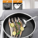NNEDSZ Stainless Steel Frying Pan Non-Stick Cooking Frypan Cookware 30cm Honeycomb Single Sided