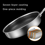 NNEDSZ 304 Stainless Steel Frying Pan Non-Stick Cooking Frypan Cookware 32cm Honeycomb SingleSided