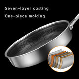 NNEDSZ 316 Stainless Steel Frying Pan Non-Stick Cooking Frypan Cookware 32cm Honeycomb Single Sided without lid