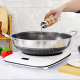 NNEDSZ 304 Stainless Steel 34cm Double Ear Non-Stick Stir Fry Cooking Kitchen Wok Pan Without Lid Honeycomb Double Sided