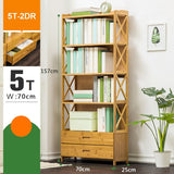 NNEDSZ Bamboo Bookshelf Storage Rack Shelf Stand Bookcase Holder Display Drawers